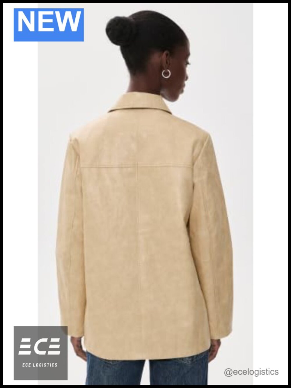 Faux Leather Aviator Jacket Collared Button Front Lightweight - Picture 3 of 5